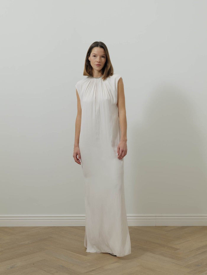 Robe longue en charmeuse - Lanvin