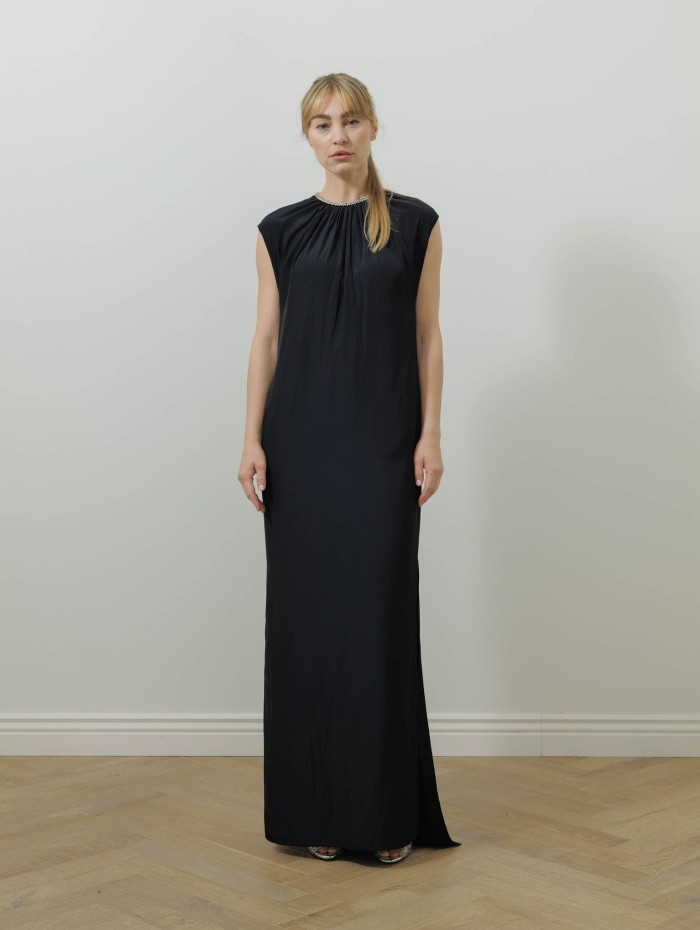 Robe longue en charmeuse - Lanvin