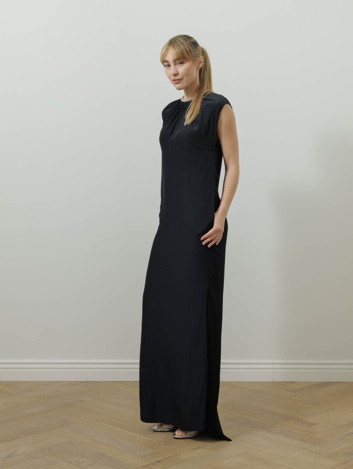 Robe longue en charmeuse - Lanvin