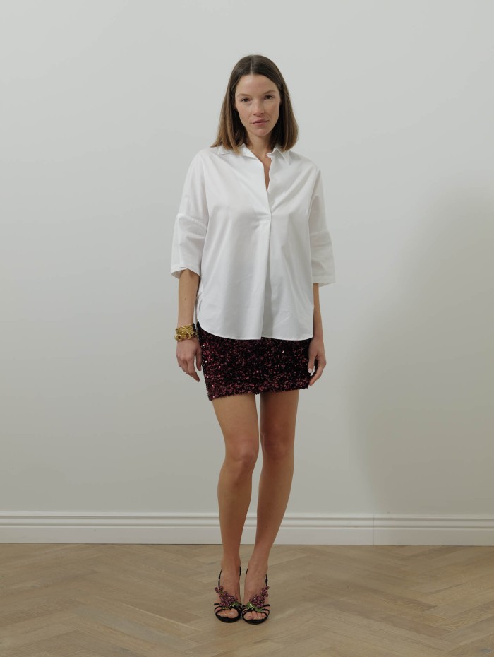 Mini-jupe à sequins - Bordeaux