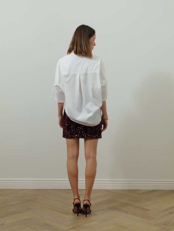 Mini-jupe à sequins - Bordeaux