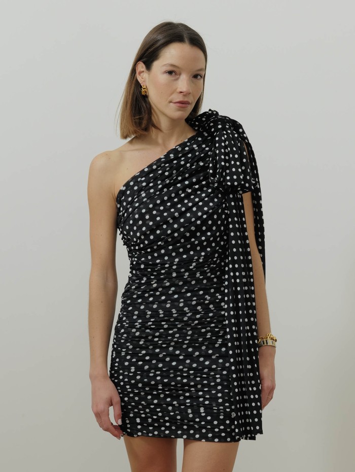 Robe une épaule - Noire et blanche - Patou