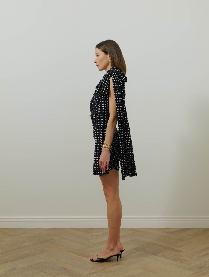 Robe une épaule - Noire et blanche - Patou