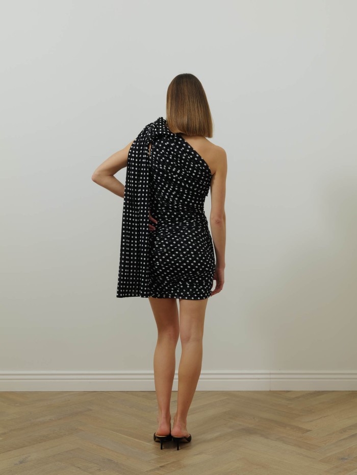 Robe une épaule - Noire et blanche - Patou