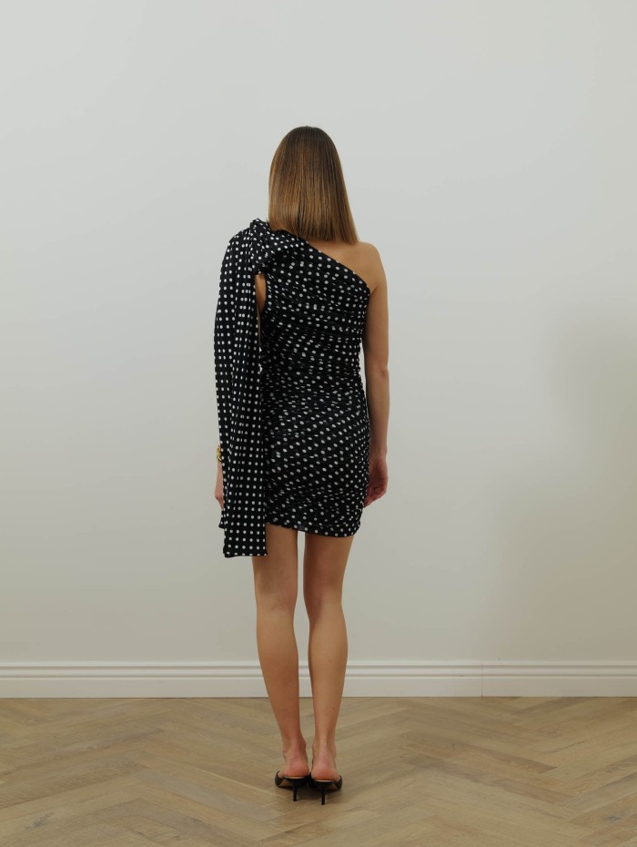 Robe une épaule - Noire et blanche - Patou