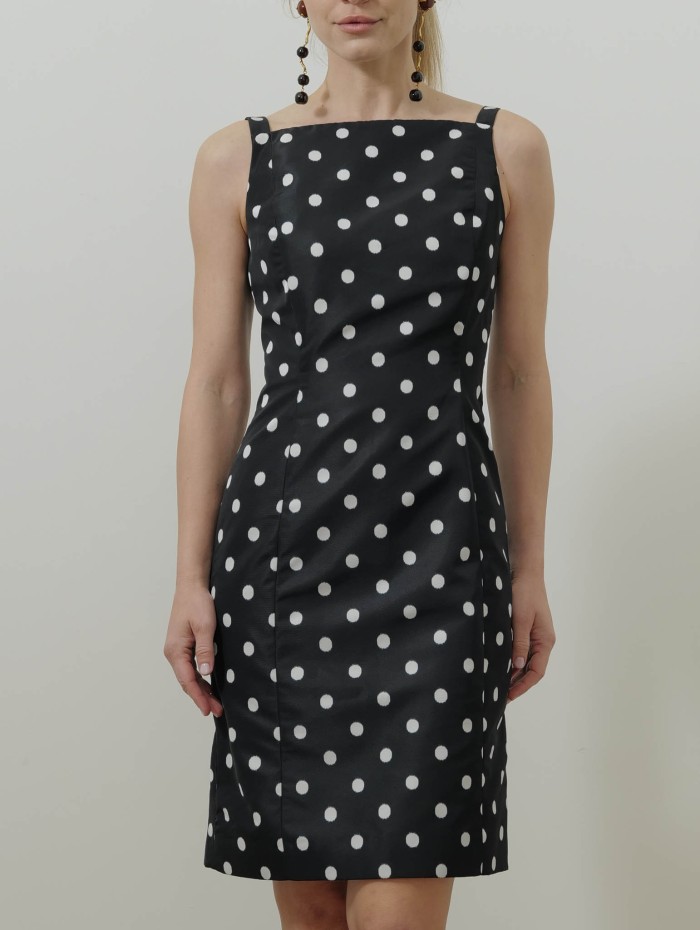 Robe mi-longue à pois - Pencil midi dress - Patou