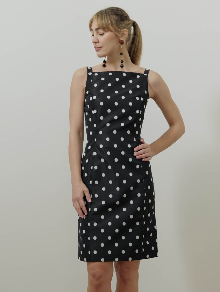 Robe mi-longue à pois - Pencil midi dress - Patou