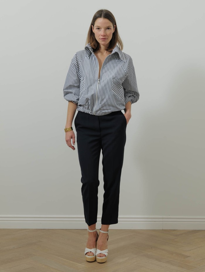 Blouson rayé zippé - Bleu et blanc - Patou