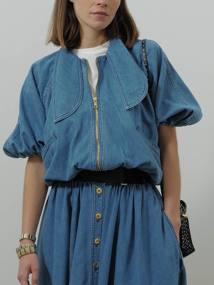 Veste courte à noeud - Bleu - Patou