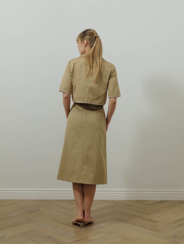 Jupe longue en coton boutonnée - Beige - Patou