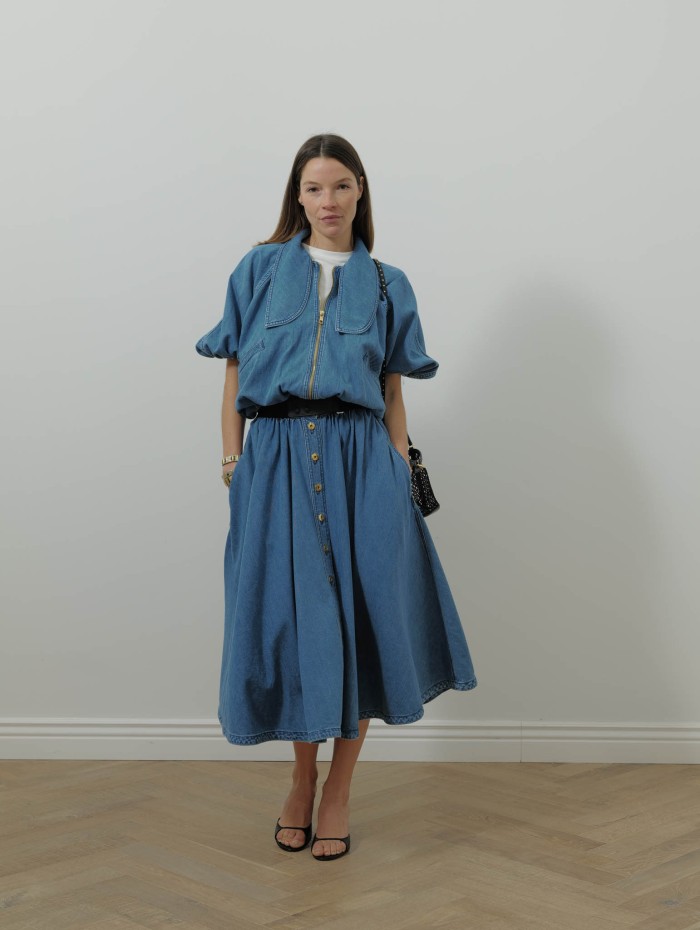 Jupe longue boutonnée en coton - Denim bleu - Patou