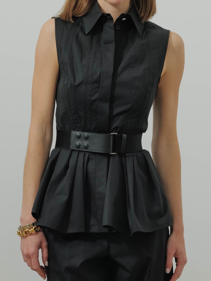 Ceinture noire avec détails en cuir - Masgeslatina - Max Mara