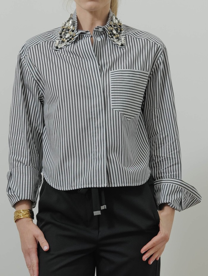 Chemise noire et blanche à rayures - Quagga - Max Mara