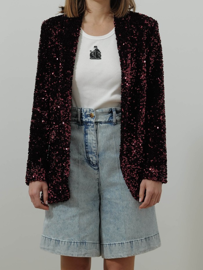 Blazer à sequins - Bordeaux - 26 Avenue