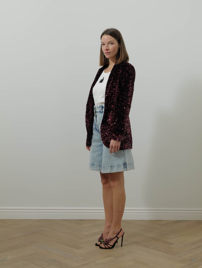 Blazer à sequins - Bordeaux - 26 Avenue