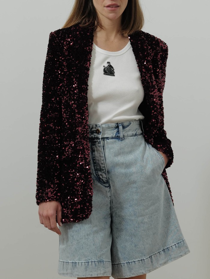 Blazer à sequins - Bordeaux - 26 Avenue