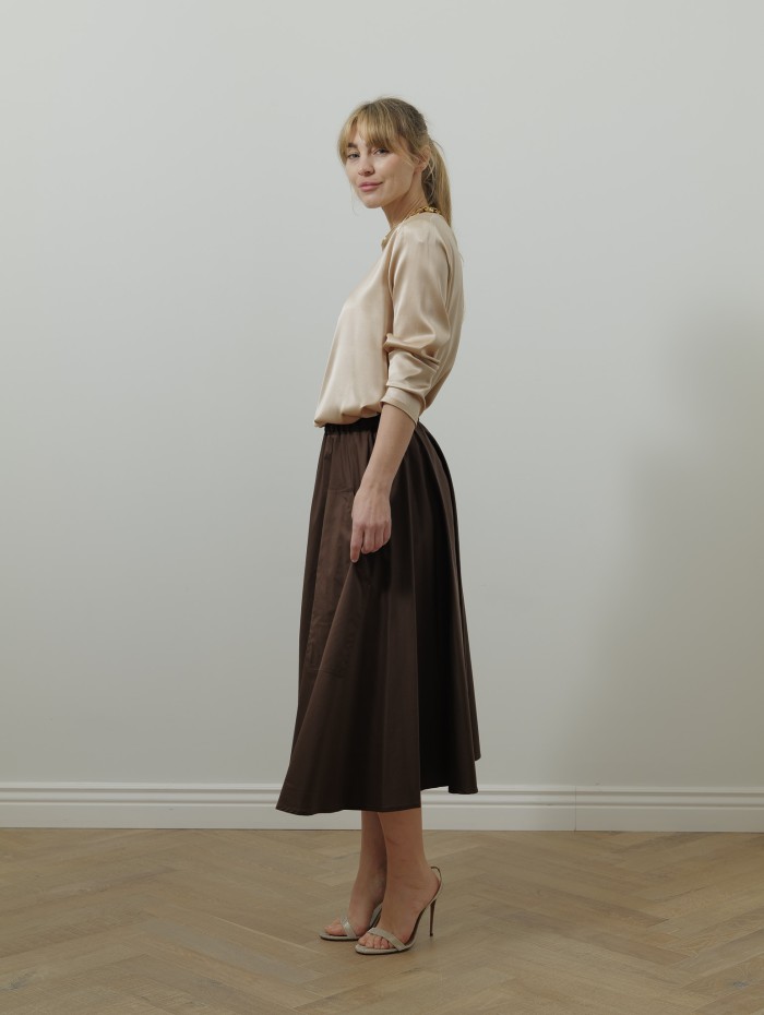 Jupe en coton marron  - Lisa - 26 Avenue