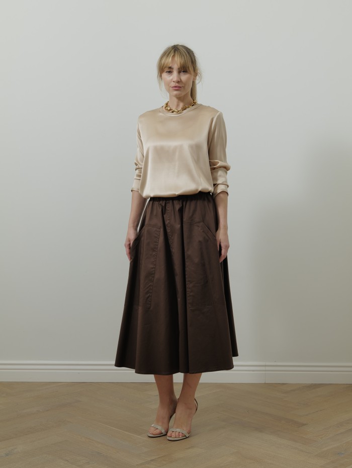 Jupe en coton marron  - Lisa - 26 Avenue