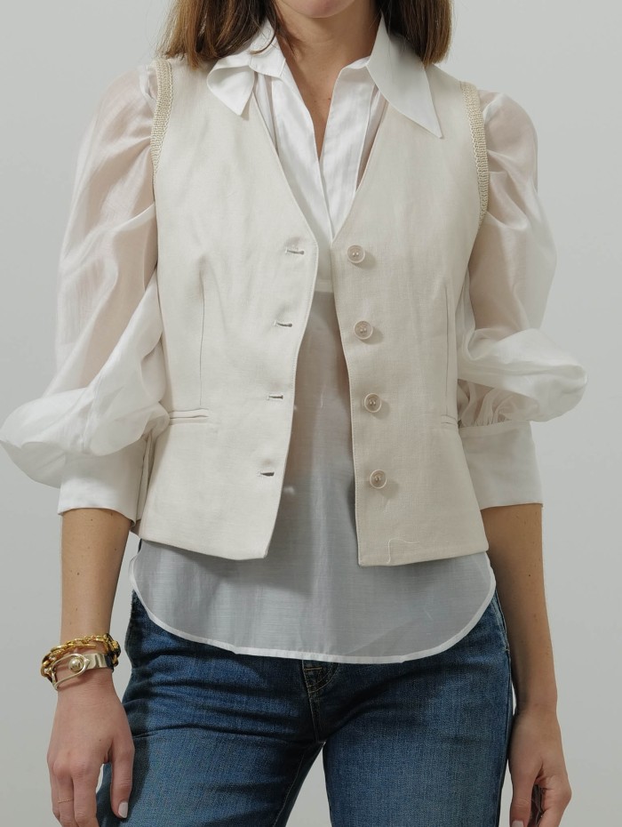 Gilet en lin beige - Mxmcalibri - Max Mara