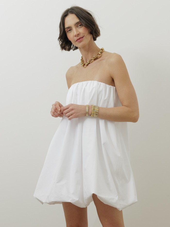 Robe blanche bustier - Volume bustier dress - Patou