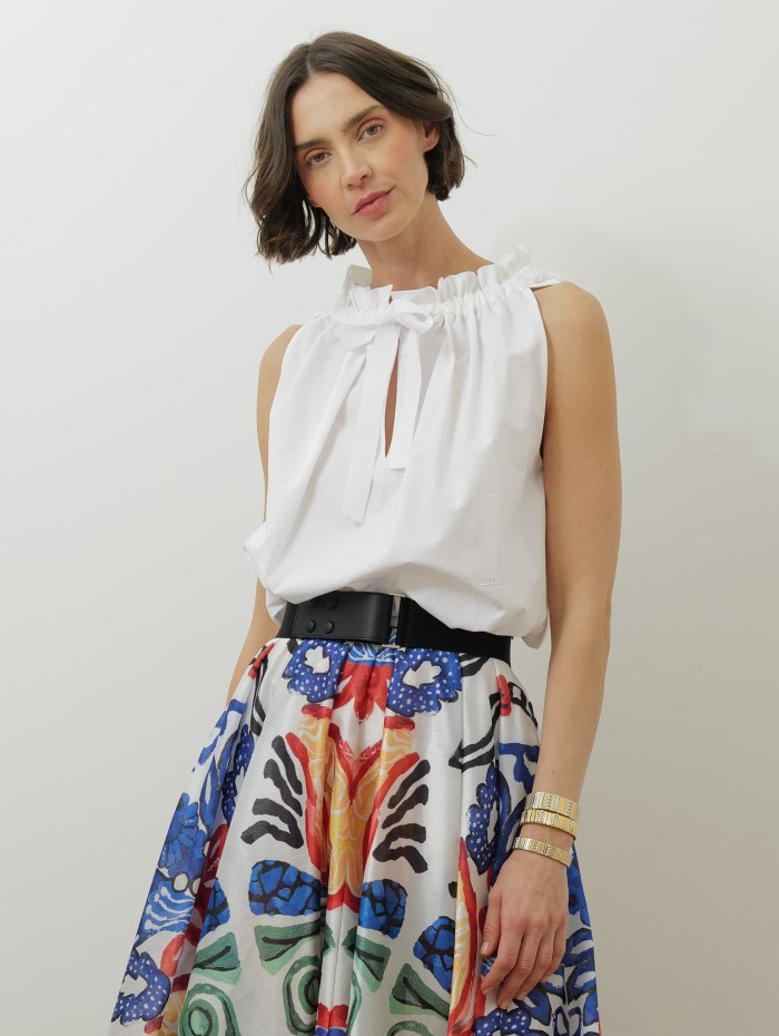 Top blanc en coton - Gg sleeveless top - Patou