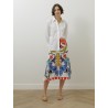 JUPE SOIE IMPRIME POISSON BLEU