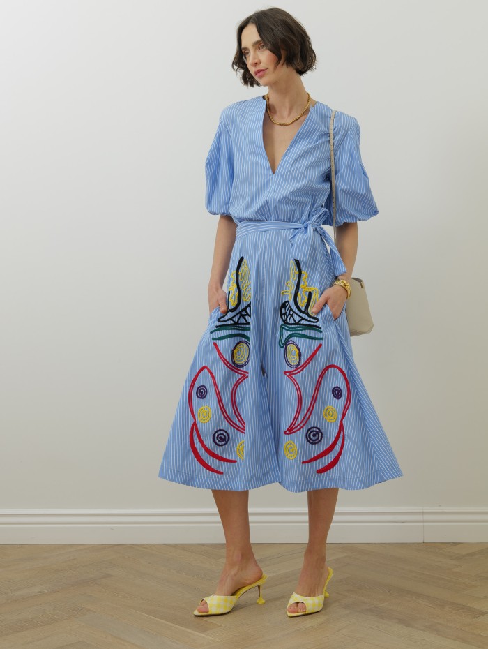 Robe à rayures - Bleu - Stella Jean
