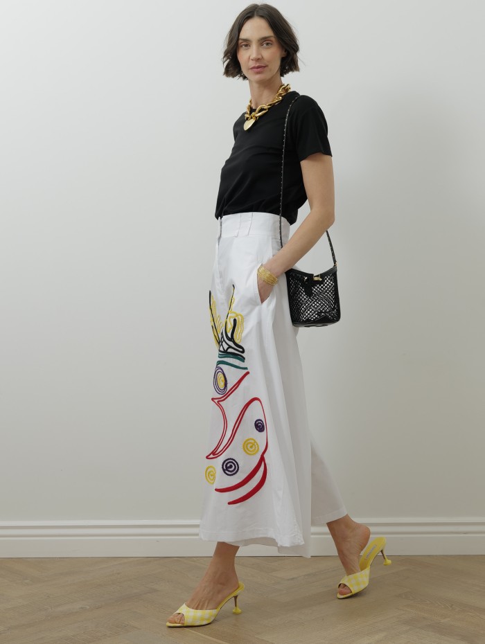 Pantalon blanc - Broderie - Stella Jean