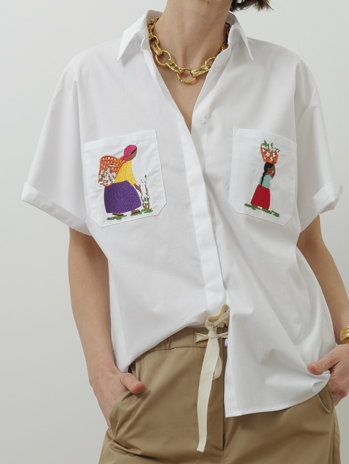 Chemise blanche - Broderie - Stella Jean