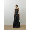 Robe longue noire - Curved crystal neckline taffeta dress - Roland Mouret