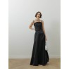 Robe longue noire - Curved crystal neckline taffeta dress - Roland Mouret