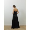 Robe longue noire - Curved crystal neckline taffeta dress - Roland Mouret