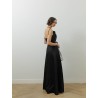 Robe longue noire - Curved crystal neckline taffeta dress - Roland Mouret