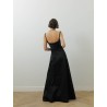 Robe longue noire - Curved crystal neckline taffeta dress - Roland Mouret