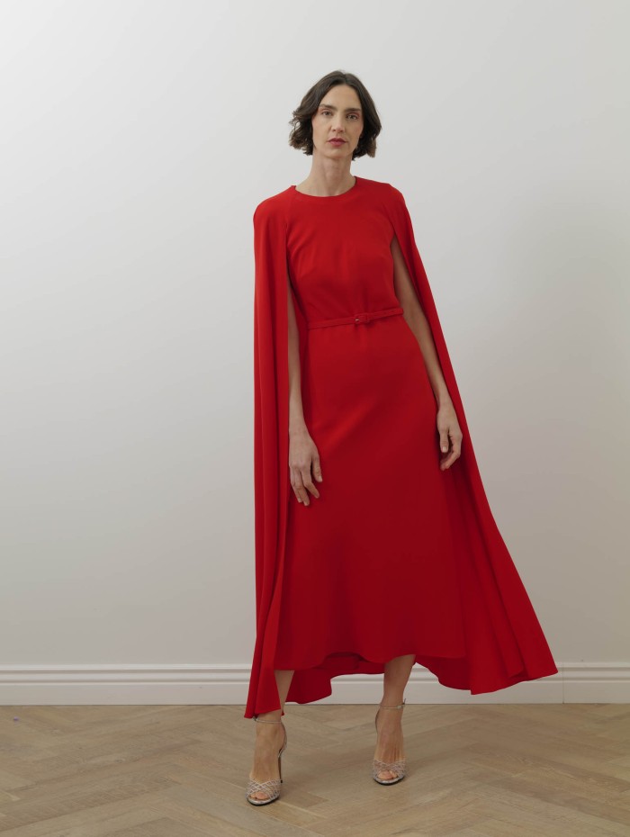 Robe longue cape - Cady léger - Rolland Mouret
