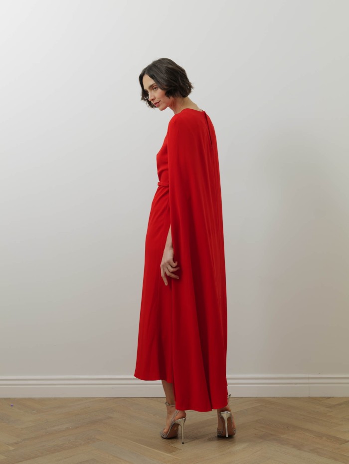 Robe longue cape - Cady léger - Rolland Mouret