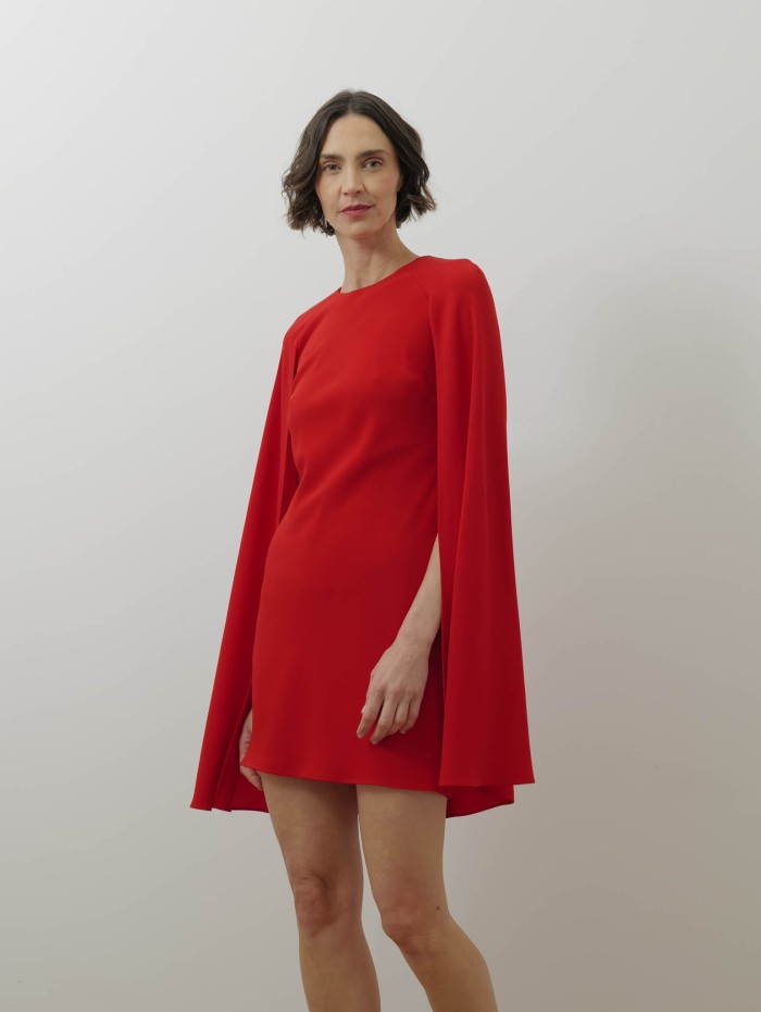 Robe mi-longue cape - Rouge - Roland Mouret