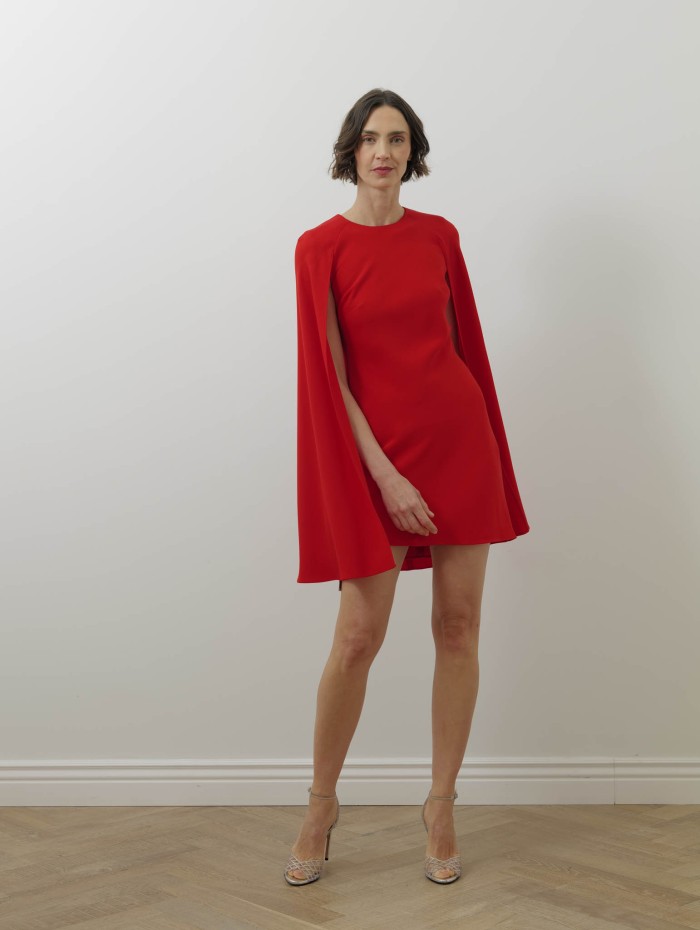Robe mi-longue cape - Rouge - Roland Mouret