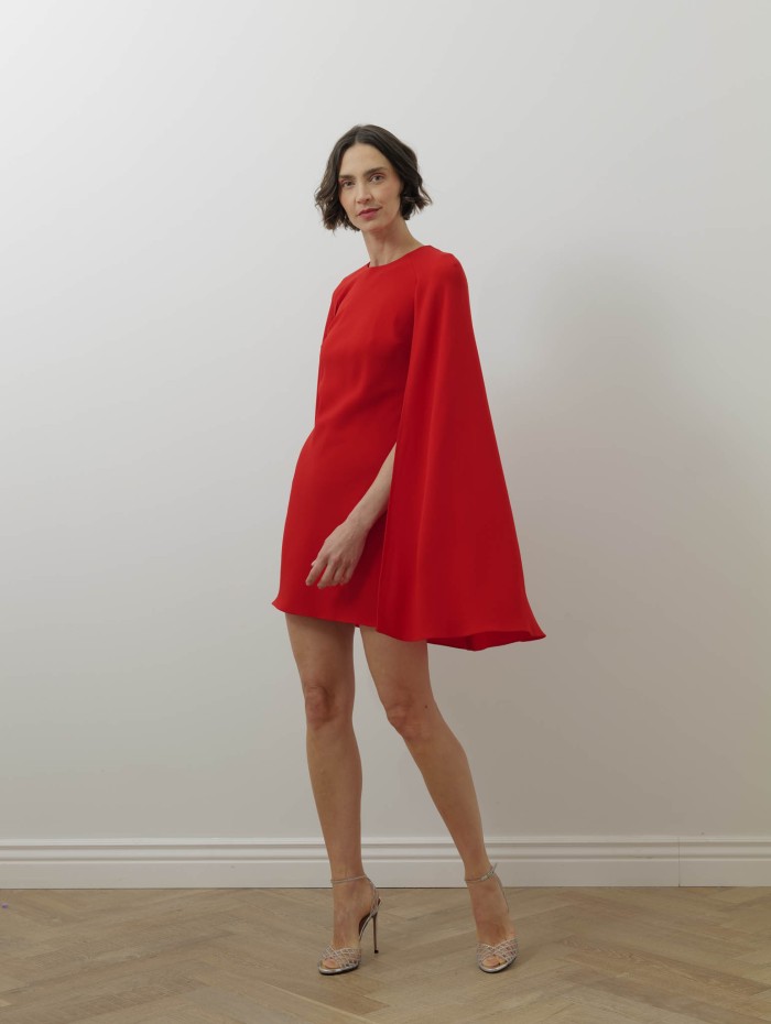 Robe mi-longue cape - Rouge - Roland Mouret