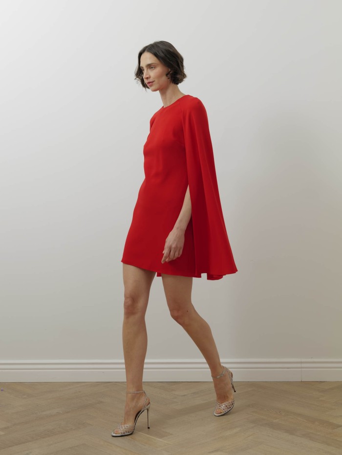 Robe mi-longue cape - Rouge - Roland Mouret