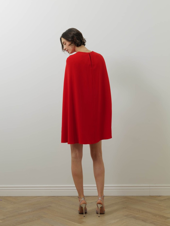 Robe mi-longue cape - Rouge - Roland Mouret