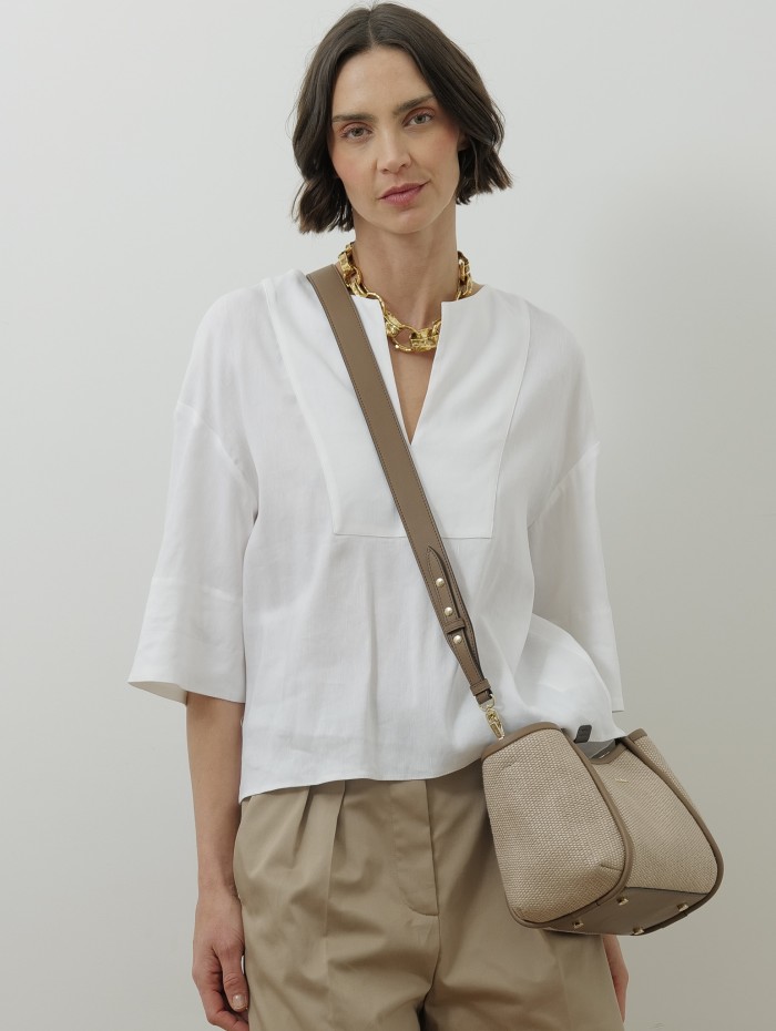 Sac en raphia et en cuir - Mxasummarine sac pm - Max Mara