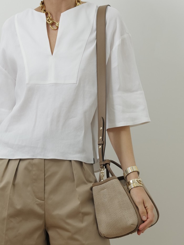 Sac en raphia et en cuir - Mxasummarine sac pm - Max Mara