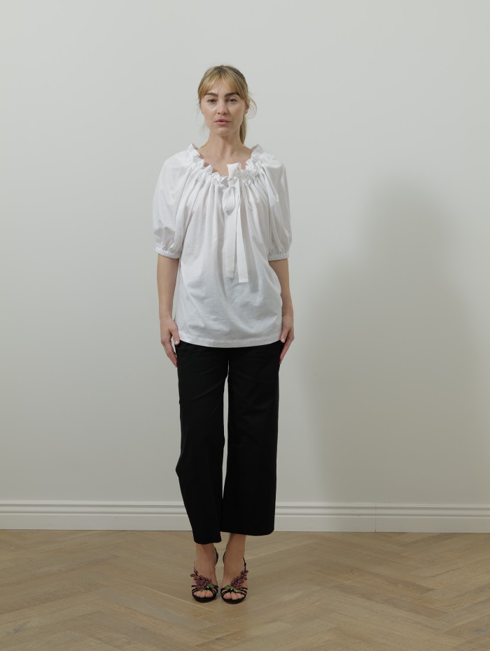 Haut en coton blanc avec noeud - Patou