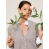 Chemise "La Pivoine" à fines rayures marron - Précieuse