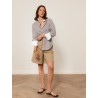 Chemise "La Pivoine" à fines rayures marron - Précieuse