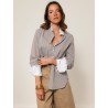 Chemise "La Pivoine" à fines rayures marron - Précieuse
