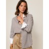 Chemise "La Pivoine" à fines rayures marron - Précieuse