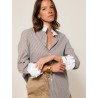 Chemise "La Pivoine" à fines rayures marron - Précieuse