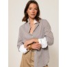 Chemise "La Pivoine" à fines rayures marron - Précieuse